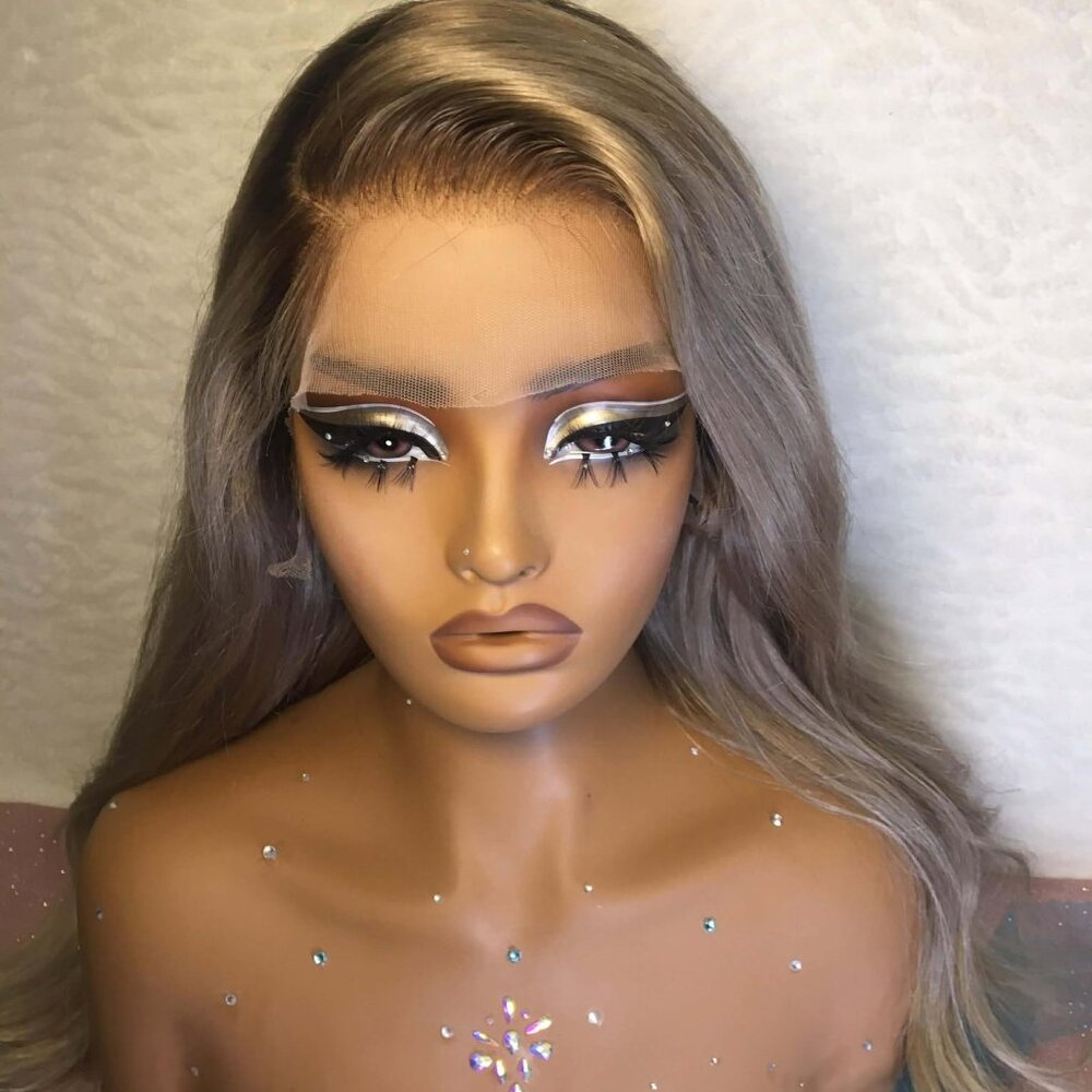 ✨20 In Layered Dark Ash Blonde Ombre Brown Root Human Hair Lace Wig READY!✨